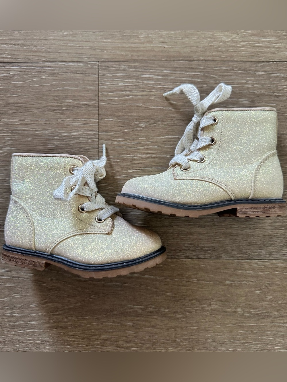 Cat & Jack Glitter Lace-Up Toddler Girl Boots - Gold